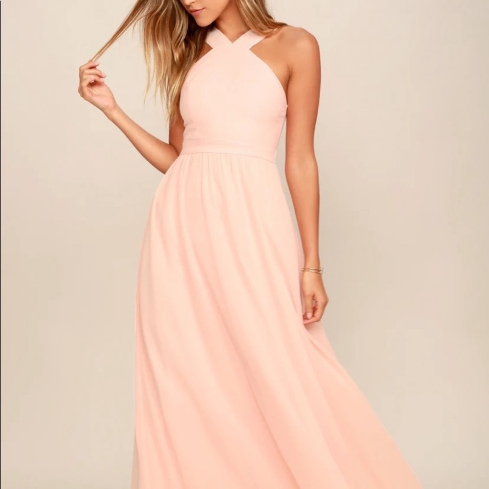 Lulus Air of romance peach dress